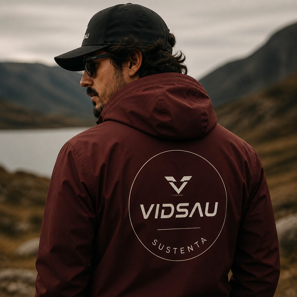 Modelo masculino com jaqueta vinho VIDSAU